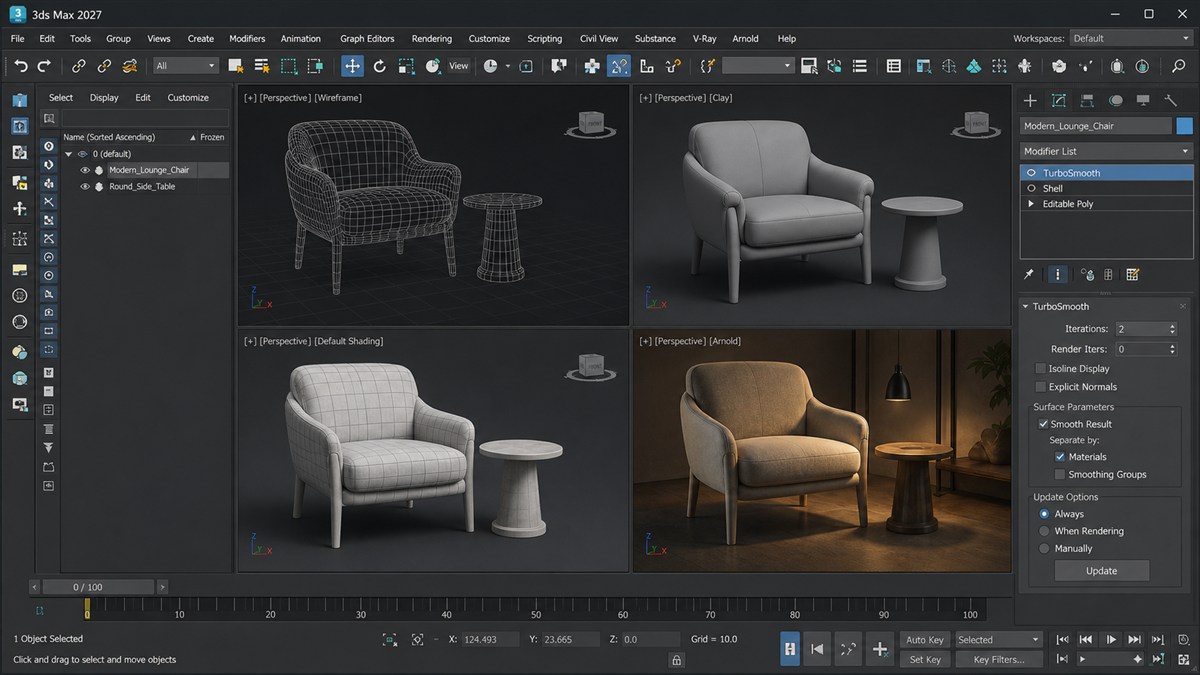 Giao diện Autodesk 3ds Max bản quyền chính hãng