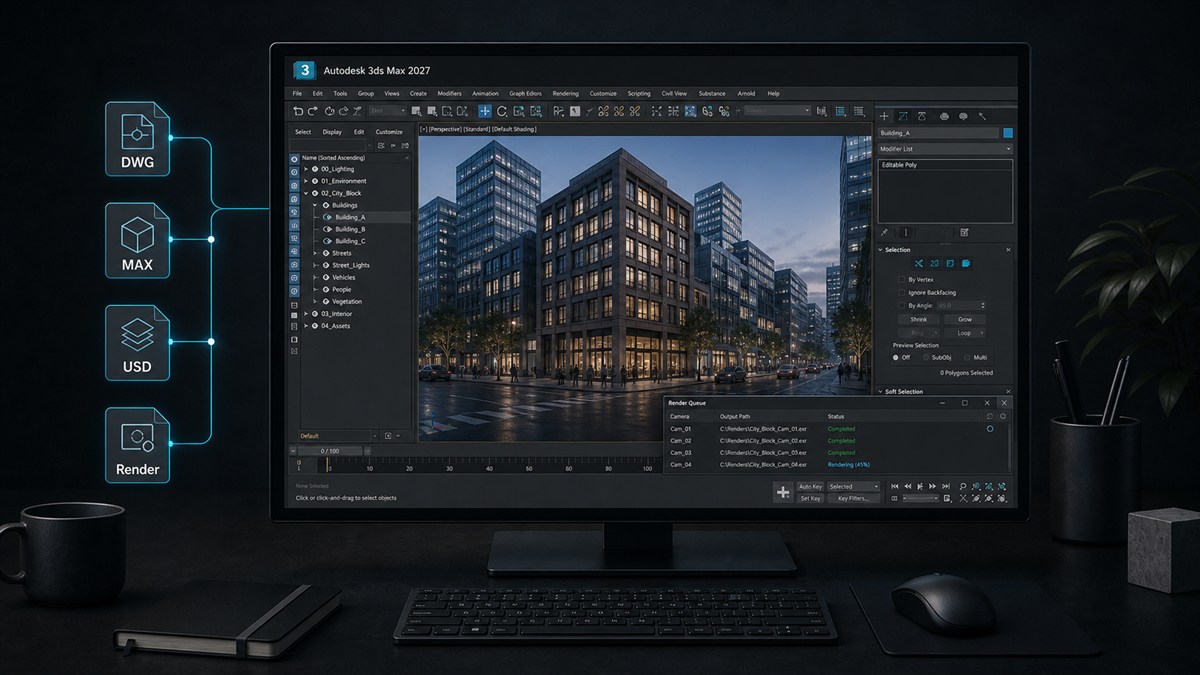 Workstation Windows và pipeline Autodesk 3ds Max