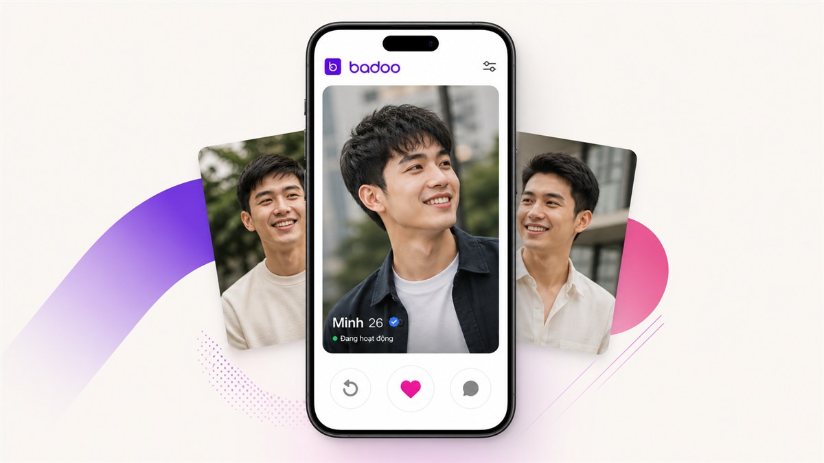 Giao diện ứng dụng hẹn hò Badoo trên điện thoại