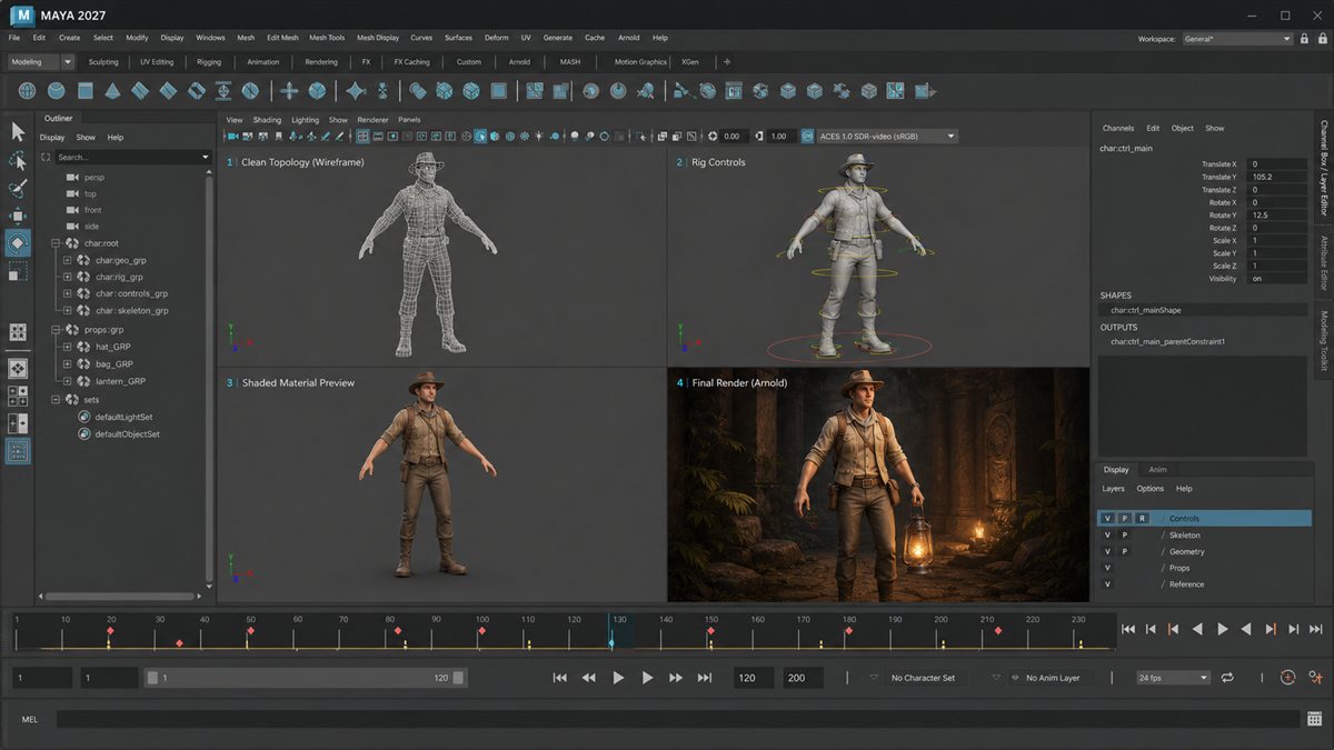 Giao diện Autodesk Maya bản quyền chính hãng