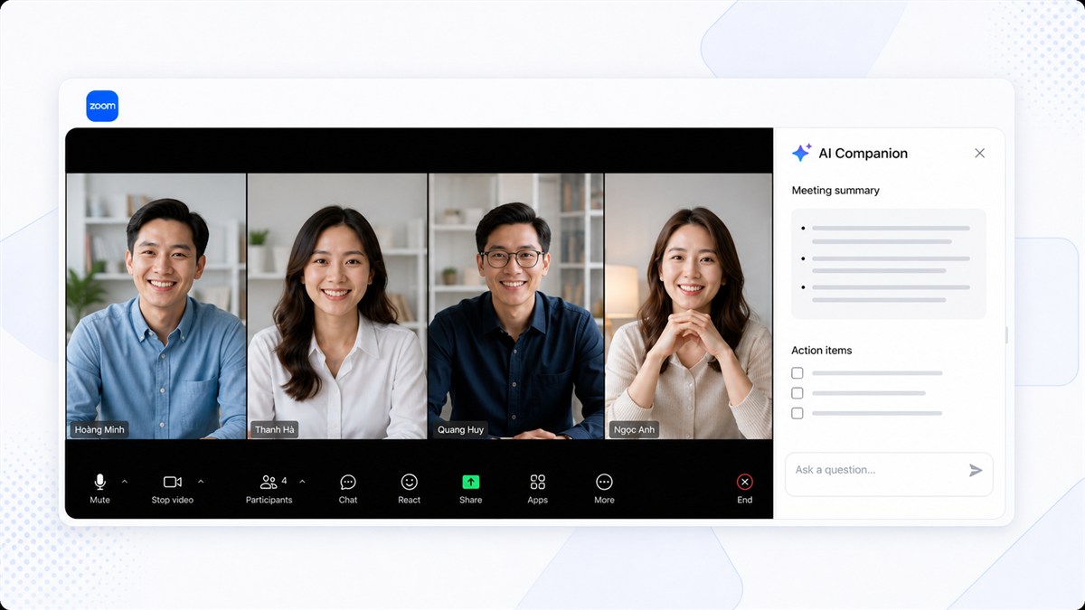 Zoom AI Companion tóm tắt cuộc họp và tạo action item