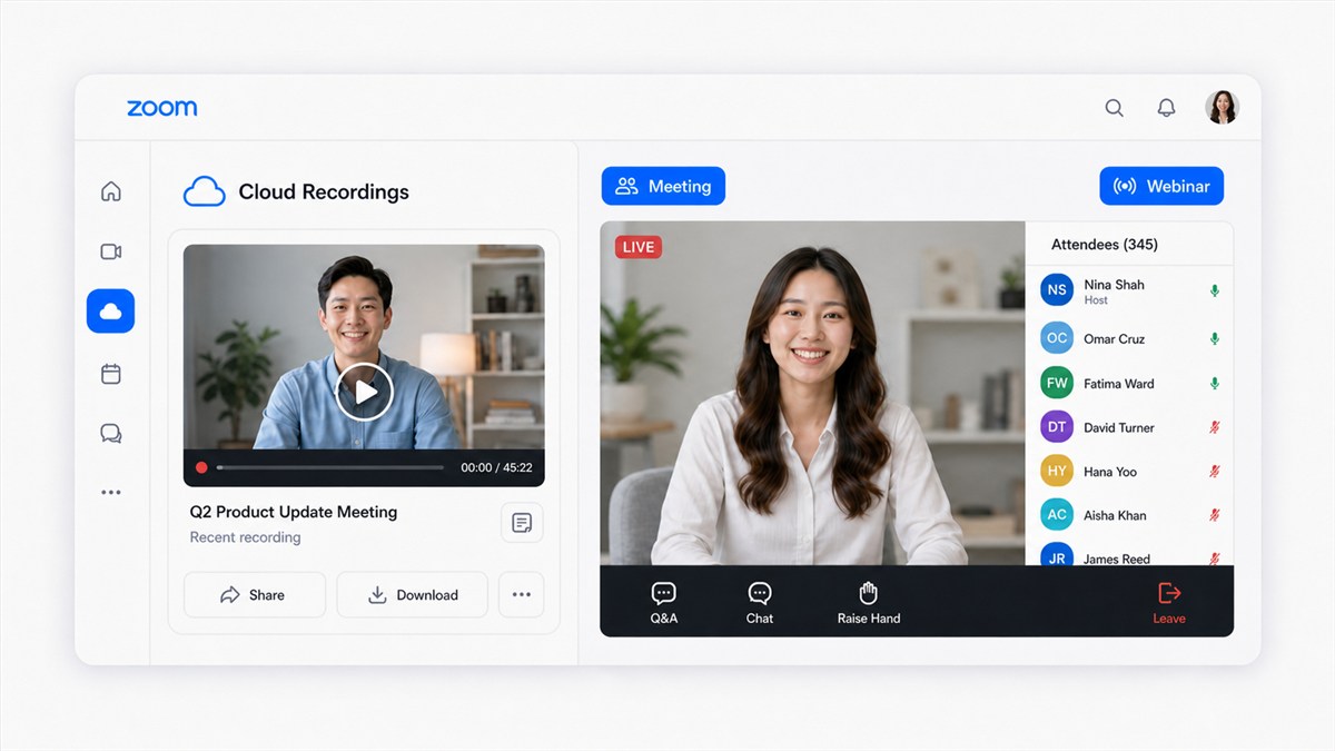 Cloud recording và quản lý cuộc họp Zoom Workplace Pro